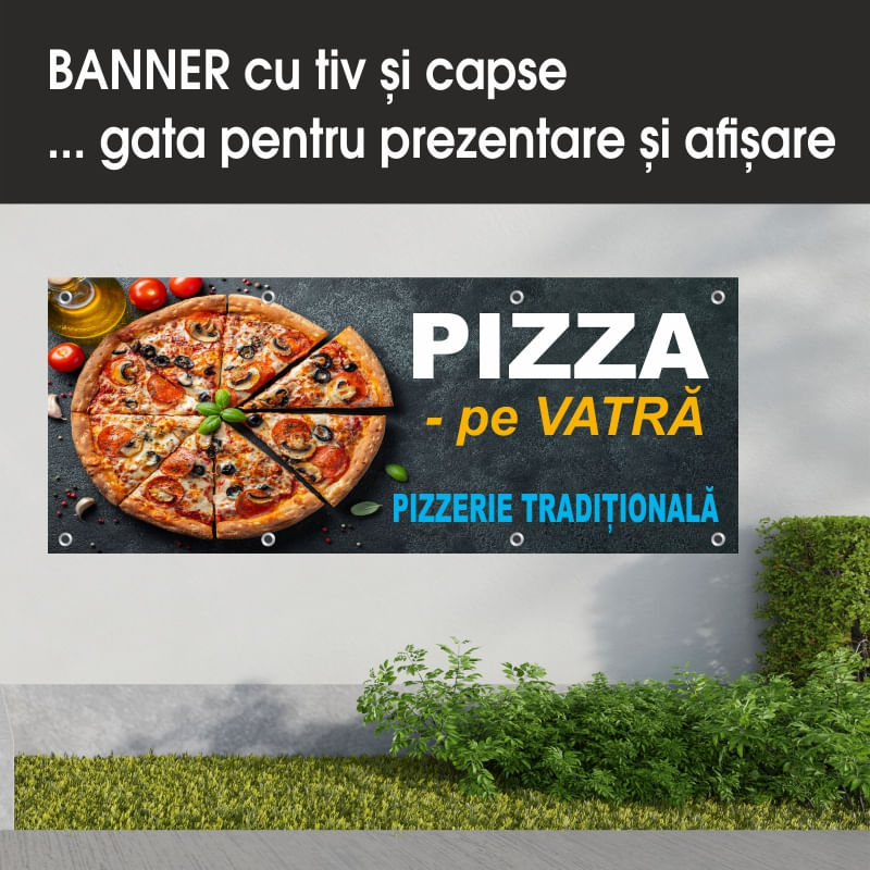 Carti si Birotica - Papetarie - Afise si stickere - Banner MEDIA, Pizzerie model 2, 200 x 80 cm - Infinity.ro