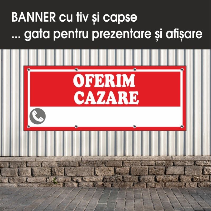 Carti si Birotica - Papetarie - Afise si stickere - Banner MEDIA, Oferim cazare model 2, 300 x 120 cm - Infinity.ro