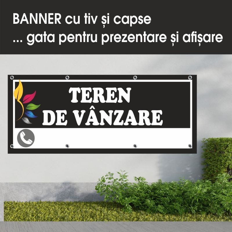 Carti si Birotica - Papetarie - Afise si stickere - Banner MEDIA, Teren de vanzare model 1, 250 x 100 cm - Infinity.ro