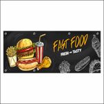 Carti si Birotica - Papetarie - Afise si stickere - Banner MEDIA, Fast food model 3, 300 x 120 cm - Infinity.ro