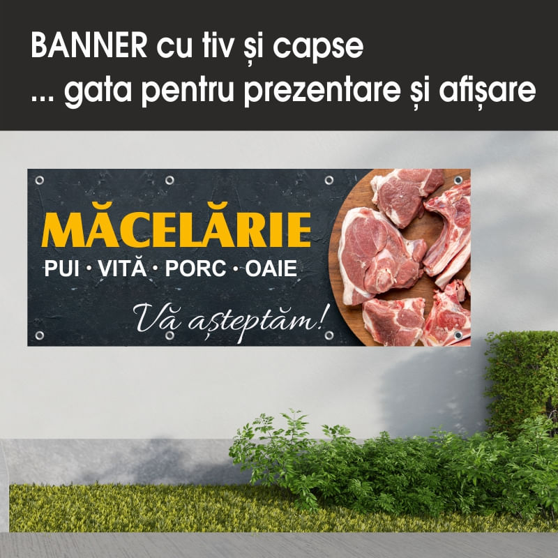 Carti si Birotica - Papetarie - Afise si stickere - Banner MEDIA, Macelarie model 2, 250 x 100 cm - Infinity.ro