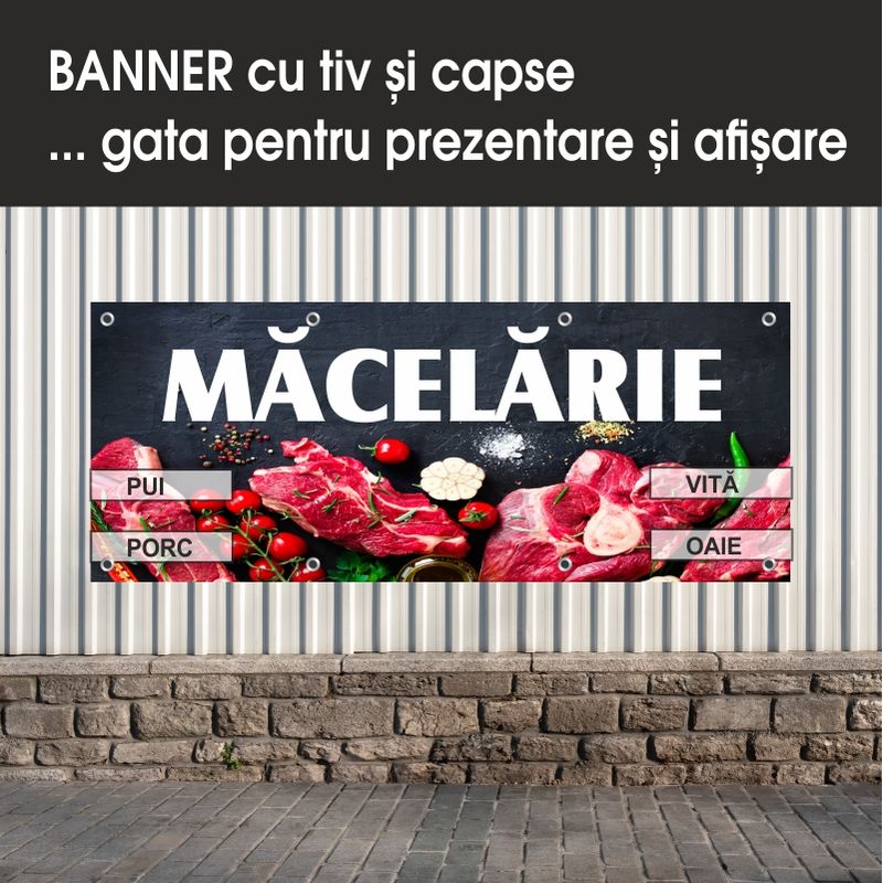 Carti si Birotica - Papetarie - Afise si stickere - Banner MEDIA, Macelarie model 1, 150 x 60 cm - Infinity.ro