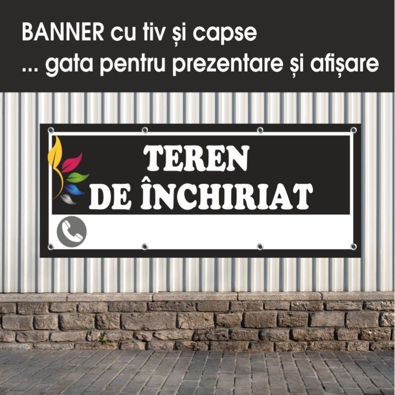 Carti si Birotica - Papetarie - Afise si stickere - Banner MEDIA, Teren de inchiriat model 1, 300 x 120 cm - Infinity.ro