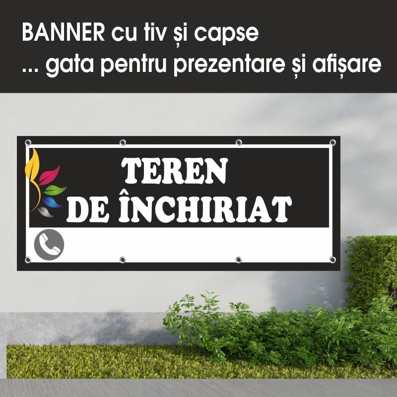 Carti si Birotica - Papetarie - Afise si stickere - Banner MEDIA, Teren de inchiriat model 1, 300 x 120 cm - Infinity.ro