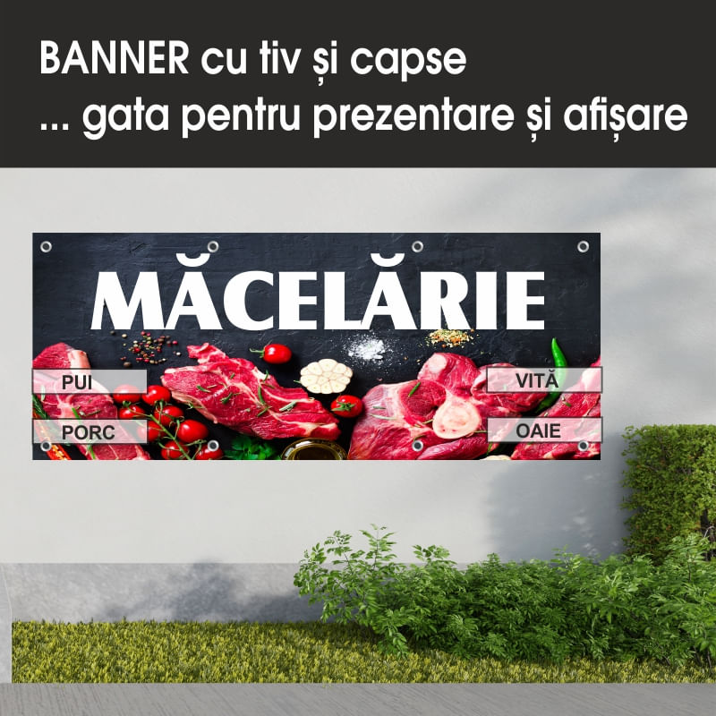 Carti si Birotica - Papetarie - Afise si stickere - Banner MEDIA, Macelarie model 1, 150 x 60 cm - Infinity.ro