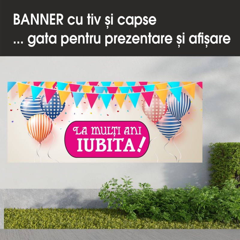 Carti si Birotica - Papetarie - Afise si stickere - Banner MEDIA, La multi ani iubita model 1, 200 x 80 cm - Infinity.ro
