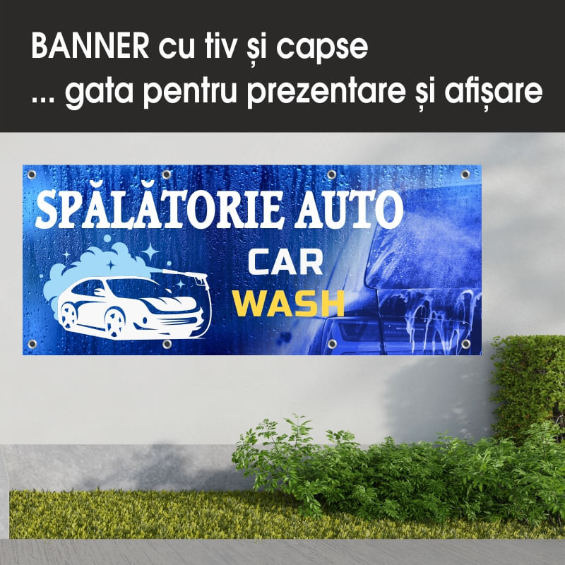 Carti si Birotica - Papetarie - Afise si stickere - Banner MEDIA, Spalatorie auto model 1, 200 x 80 cm - Infinity.ro
