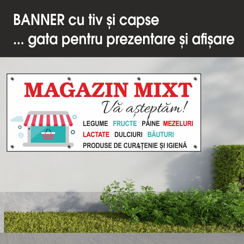 Carti si Birotica - Papetarie - Afise si stickere - Banner MEDIA, Magazin mixt model 2, 250 x 100 cm - Infinity.ro