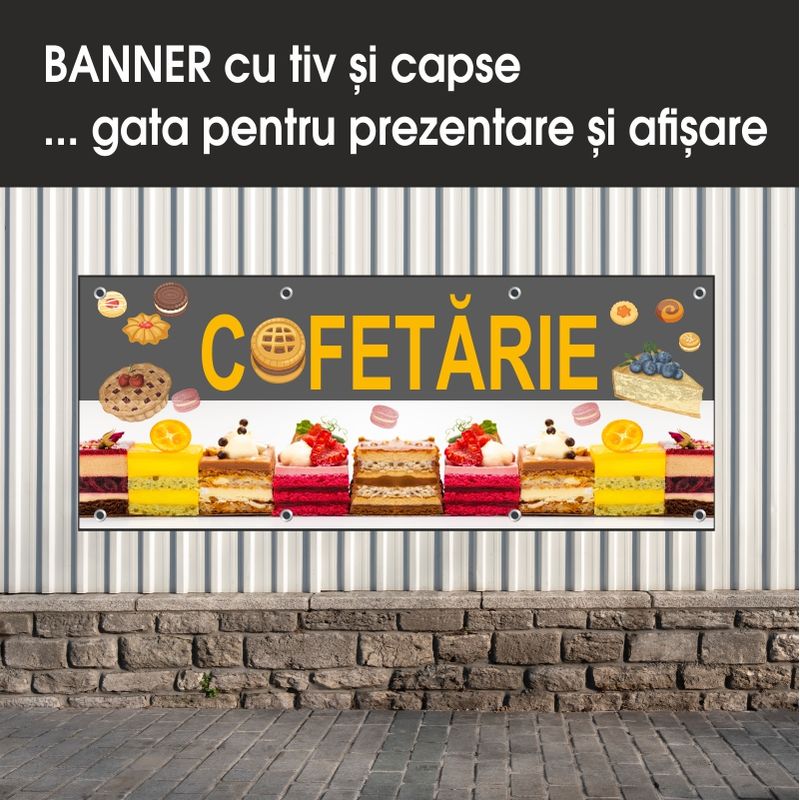 Carti si Birotica - Papetarie - Afise si stickere - Banner MEDIA, Cofetarie model 2, 250 x 100 cm - Infinity.ro