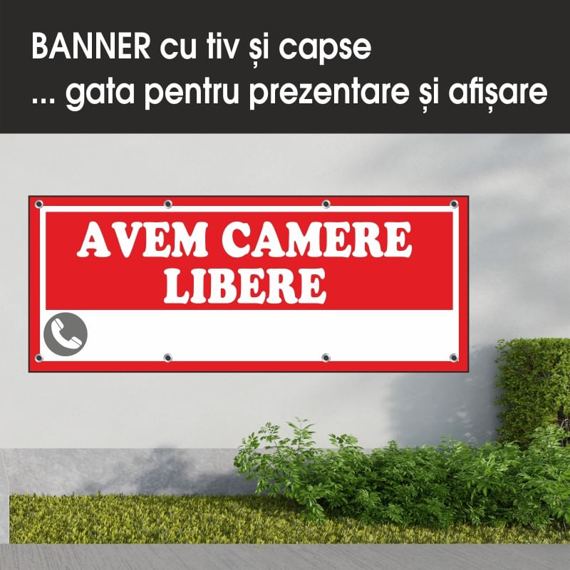 Carti si Birotica - Papetarie - Afise si stickere - Banner MEDIA, Avem camere libere model 2, 200 x 80 cm - Infinity.ro