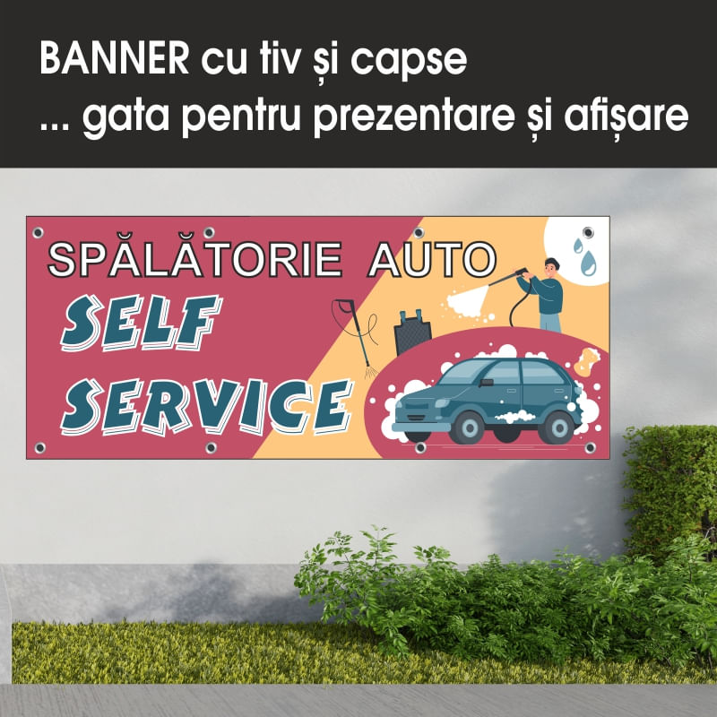Carti si Birotica - Papetarie - Afise si stickere - Banner MEDIA, Spalatorie auto model 3, 150 x 60 cm - Infinity.ro