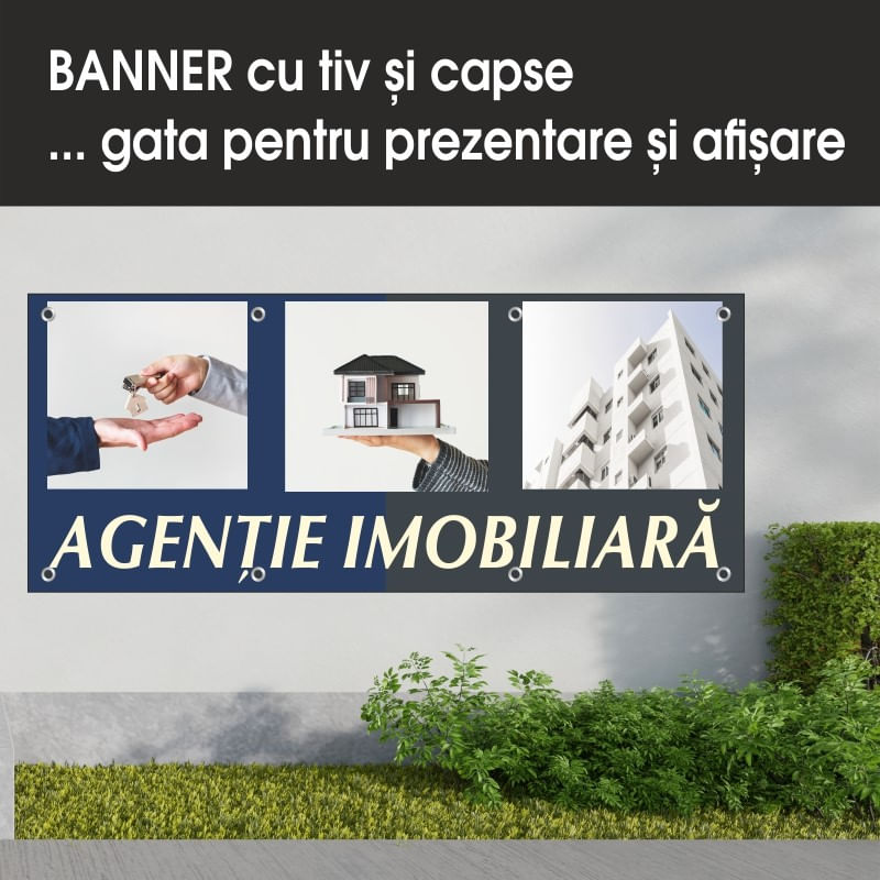 Carti si Birotica - Papetarie - Afise si stickere - Banner MEDIA, Agentie imobiliara model 2, 250 x 100 cm - Infinity.ro
