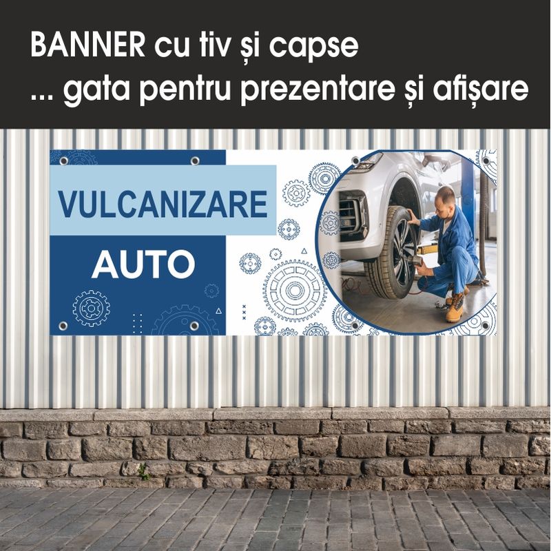 Carti si Birotica - Papetarie - Afise si stickere - Banner MEDIA, Vulcanizare auto model 2, 300 x 120 cm - Infinity.ro
