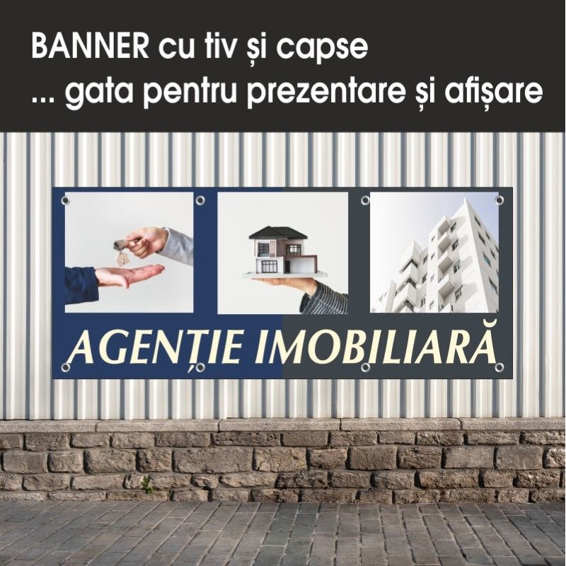 Carti si Birotica - Papetarie - Afise si stickere - Banner MEDIA, Agentie imobiliara model 2, 200 x 80 cm - Infinity.ro