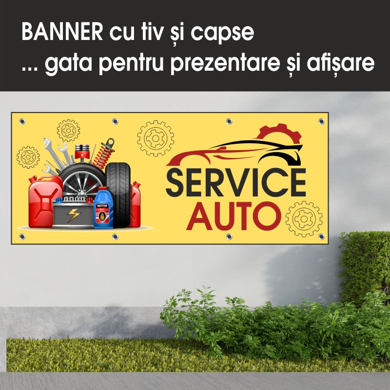 Carti si Birotica - Papetarie - Afise si stickere - Banner MEDIA, Service auto model 1, 250 x 100 cm - Infinity.ro