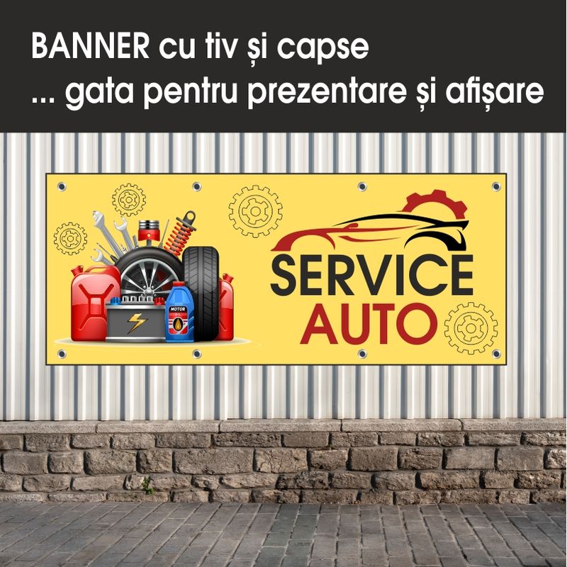 Carti si Birotica - Papetarie - Afise si stickere - Banner MEDIA, Service auto model 1, 250 x 100 cm - Infinity.ro