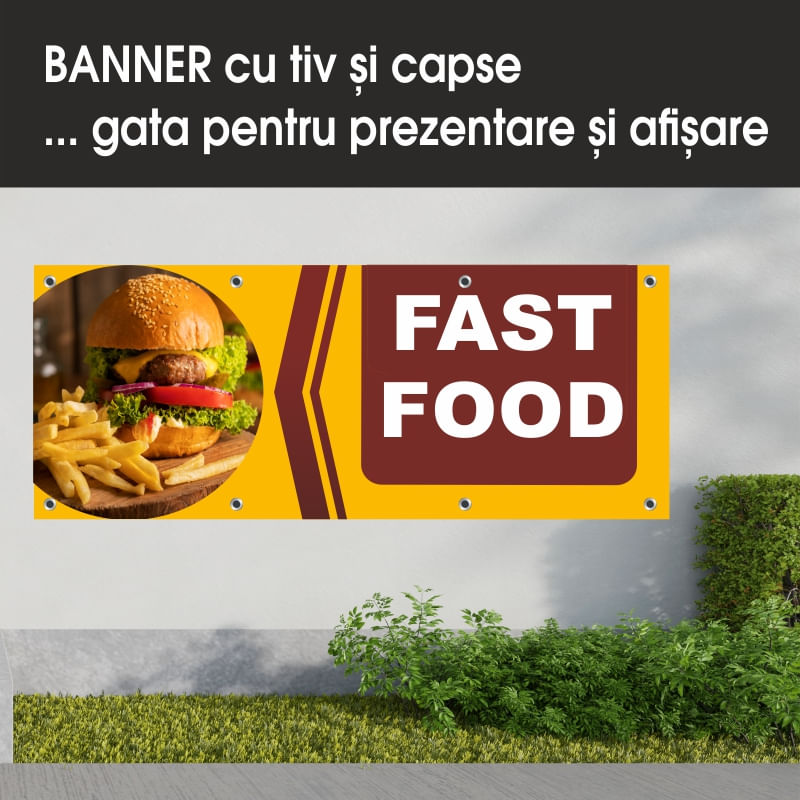 Carti si Birotica - Papetarie - Afise si stickere - Banner MEDIA, Fast food model 1, 150 x 60 cm - Infinity.ro