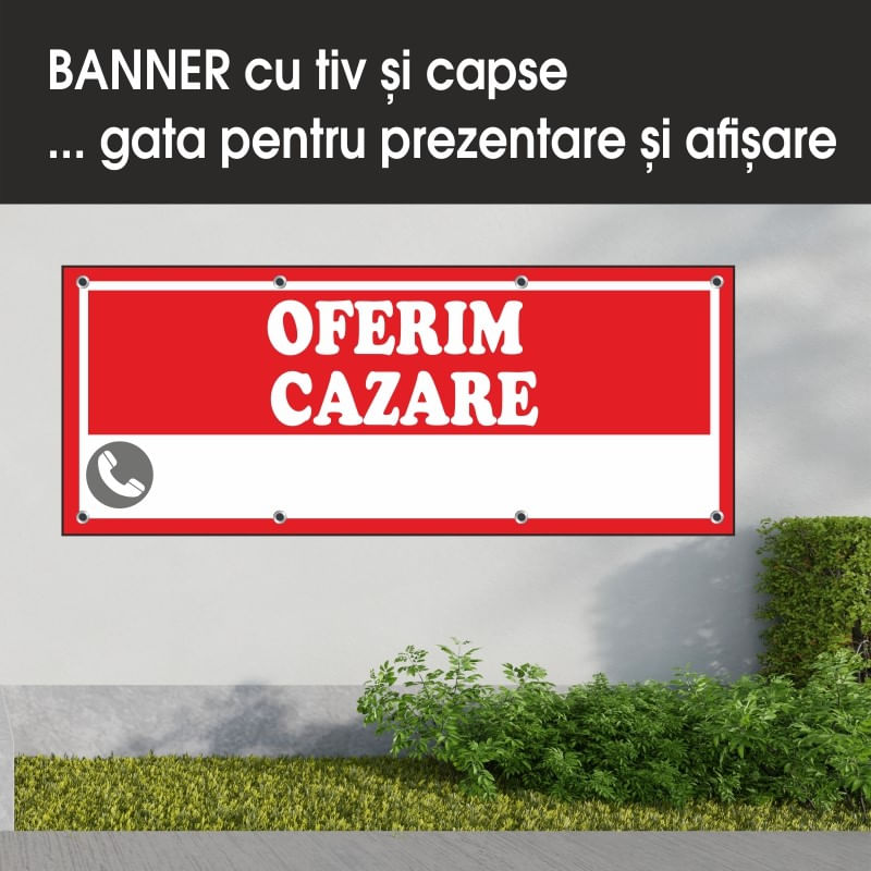 Carti si Birotica - Papetarie - Afise si stickere - Banner MEDIA, Oferim cazare model 2, 250 x 100 cm - Infinity.ro