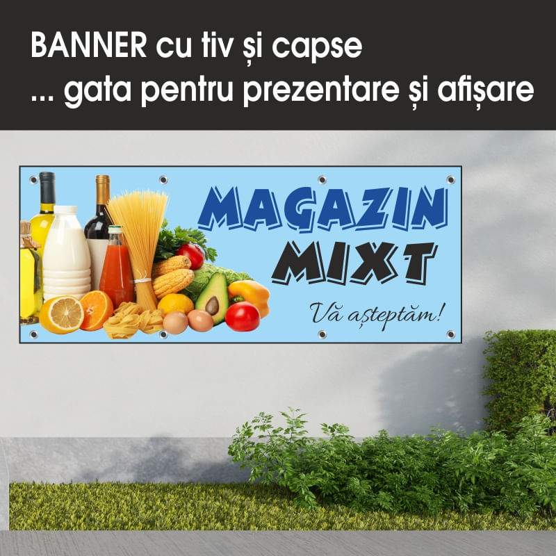 Carti si Birotica - Papetarie - Afise si stickere - Banner MEDIA, Magazin mixt model 1, 300 x 120 cm - Infinity.ro