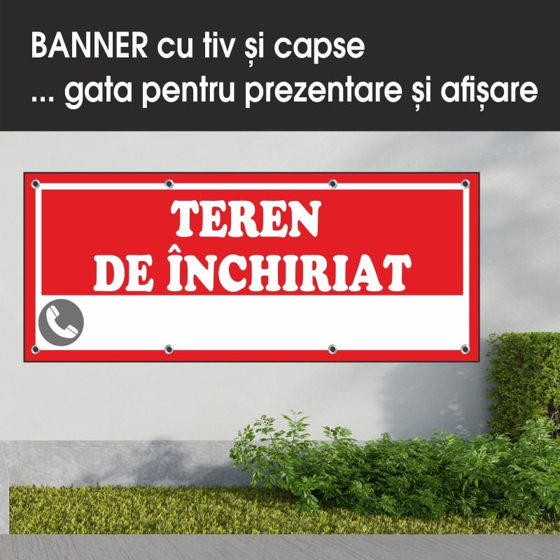 Carti si Birotica - Papetarie - Afise si stickere - Banner MEDIA, Teren de inchiriat model 2, 250 x 100 cm - Infinity.ro