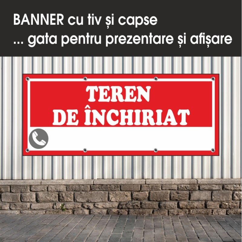 Carti si Birotica - Papetarie - Afise si stickere - Banner MEDIA, Teren de inchiriat model 2, 250 x 100 cm - Infinity.ro