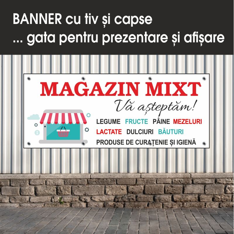 Carti si Birotica - Papetarie - Afise si stickere - Banner MEDIA, Magazin mixt model 2, 200 x 80 cm - Infinity.ro