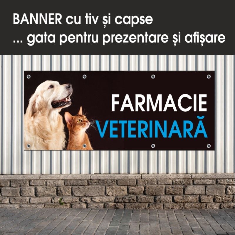 Carti si Birotica - Papetarie - Afise si stickere - Banner MEDIA, Farmacie veterinara model 1, 150 x 60 cm - Infinity.ro