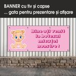 Carti si Birotica - Papetarie - Afise si stickere - Banner MEDIA, Bine ati venit la botez model 2, 150 x 60 cm - Infinity.ro