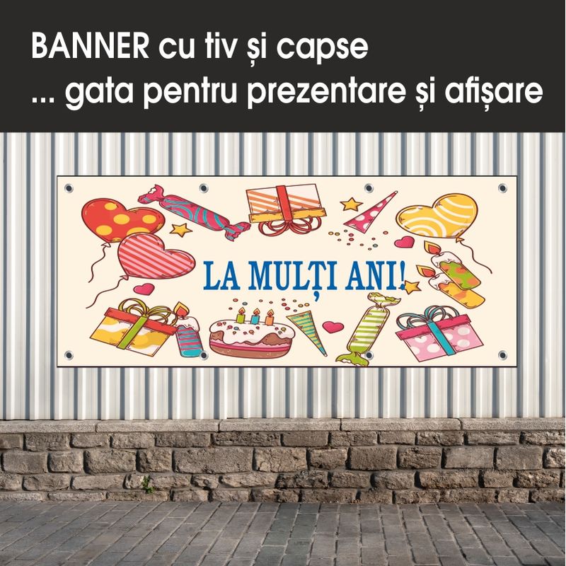 Carti si Birotica - Papetarie - Afise si stickere - Banner MEDIA, La multi ani model 2, 300 x 120 cm - Infinity.ro