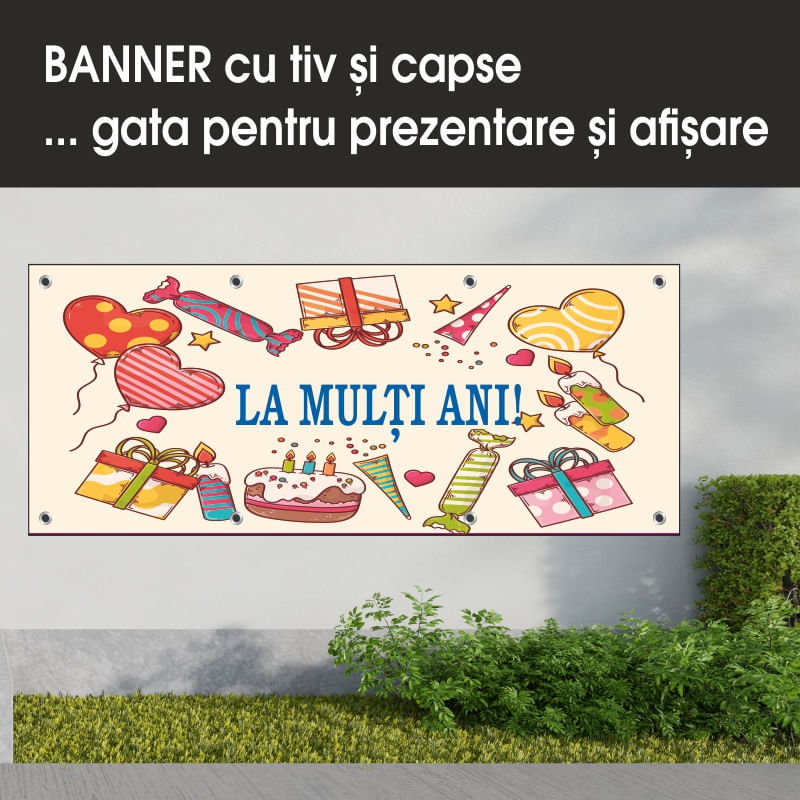 Carti si Birotica - Papetarie - Afise si stickere - Banner MEDIA, La multi ani model 2, 300 x 120 cm - Infinity.ro