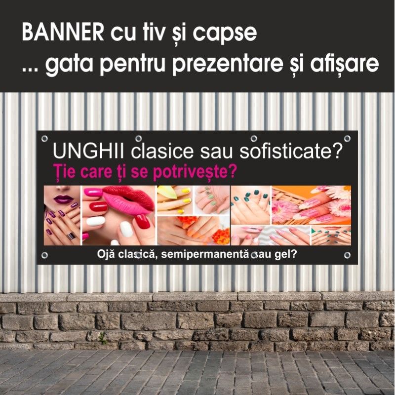 Carti si Birotica - Papetarie - Afise si stickere - Banner MEDIA, Salon unghii model 2, 150 x 60 cm - Infinity.ro