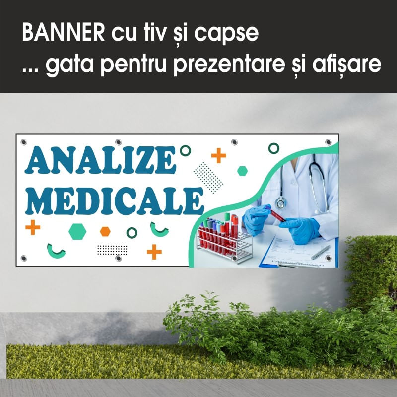 Carti si Birotica - Papetarie - Afise si stickere - Banner MEDIA, Analize medicale model 1, 200 x 80 cm - Infinity.ro