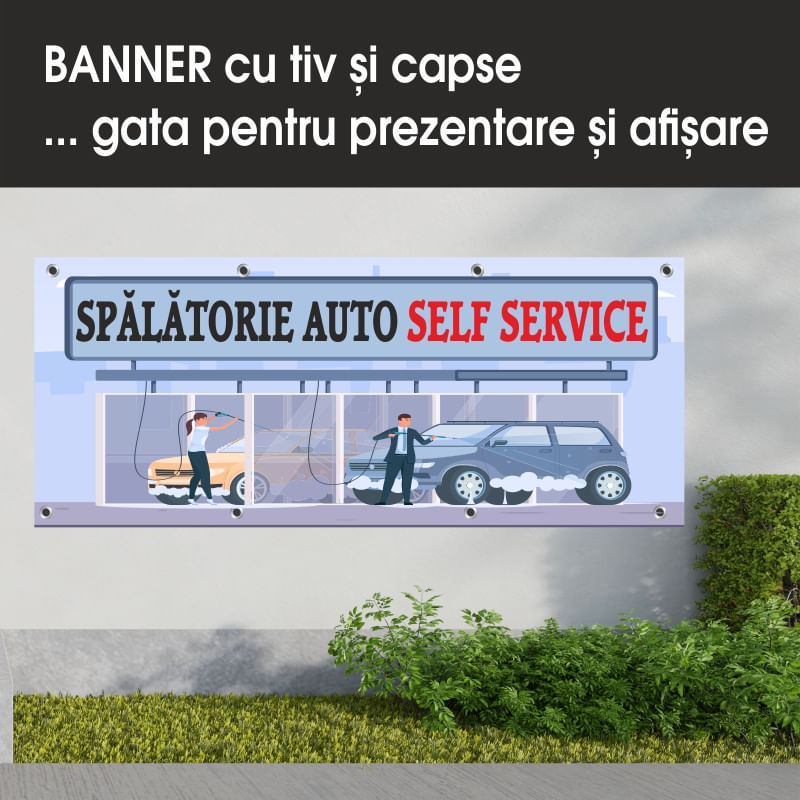 Carti si Birotica - Papetarie - Afise si stickere - Banner MEDIA, Spalatorie auto model 4, 300 x 120 cm - Infinity.ro