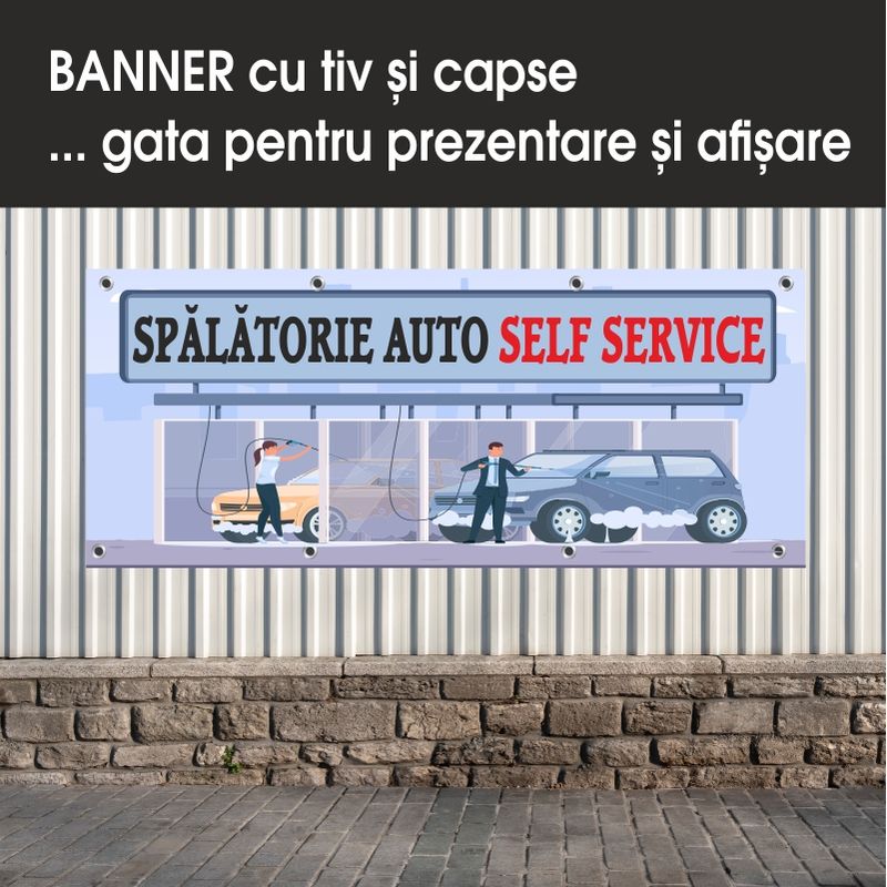 Carti si Birotica - Papetarie - Afise si stickere - Banner MEDIA, Spalatorie auto model 4, 300 x 120 cm - Infinity.ro