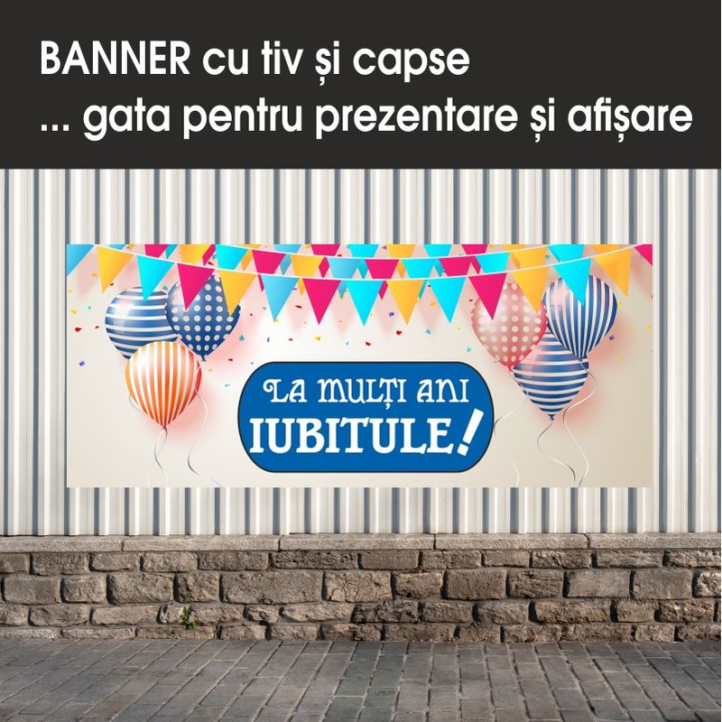 Carti si Birotica - Papetarie - Afise si stickere - Banner MEDIA, La multi ani iubitule model 1, 250 x 100 cm - Infinity.ro