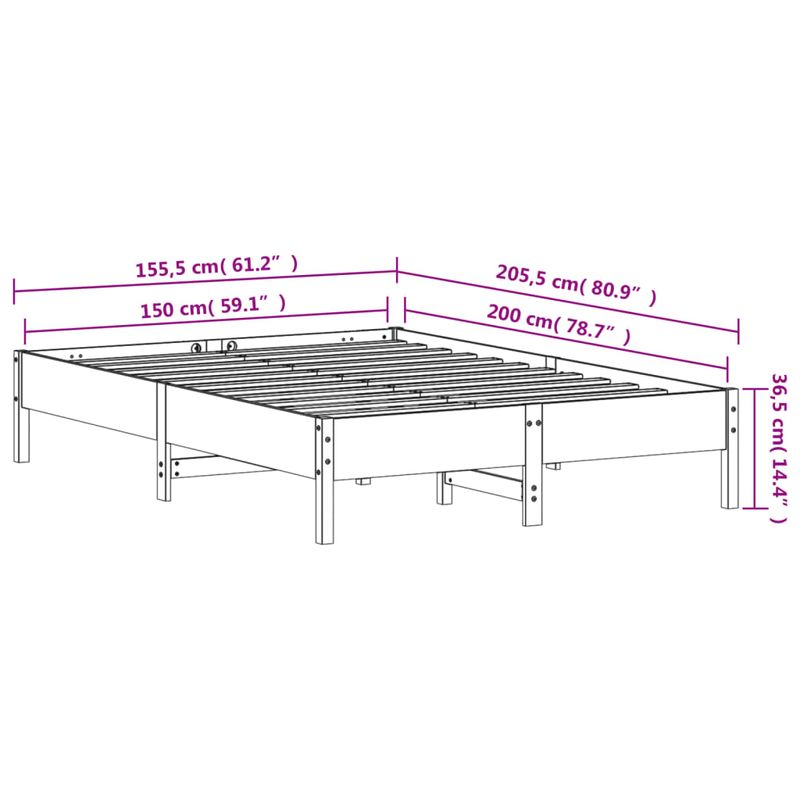 Casa si Gradina - Mobilier - Paturi si accesorii - Paturi - Cadru de pat, alb, 150x200 cm, lemn masiv de pin - Infinity.ro