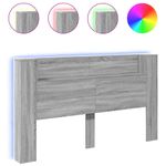 Casa si Gradina - Mobilier - Paturi si accesorii - Accesorii paturi - Tablie de pat cu dulap si LED, gri sonoma, 180x16,5x103,5 cm - Infinity.ro