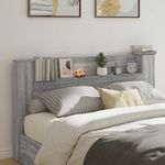 Casa si Gradina - Mobilier - Paturi si accesorii - Accesorii paturi - Tablie de pat cu dulap si LED, gri sonoma, 180x16,5x103,5 cm - Infinity.ro