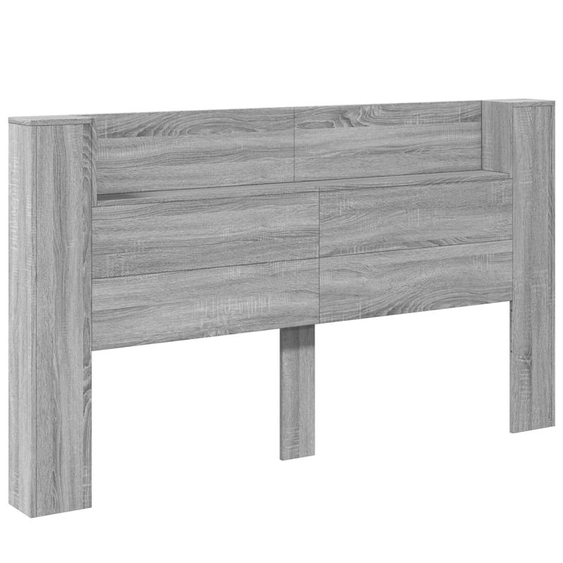 Casa si Gradina - Mobilier - Paturi si accesorii - Accesorii paturi - Tablie de pat cu dulap si LED, gri sonoma, 180x16,5x103,5 cm - Infinity.ro