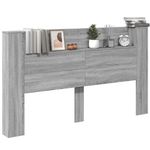 Casa si Gradina - Mobilier - Paturi si accesorii - Accesorii paturi - Tablie de pat cu dulap si LED, gri sonoma, 180x16,5x103,5 cm - Infinity.ro