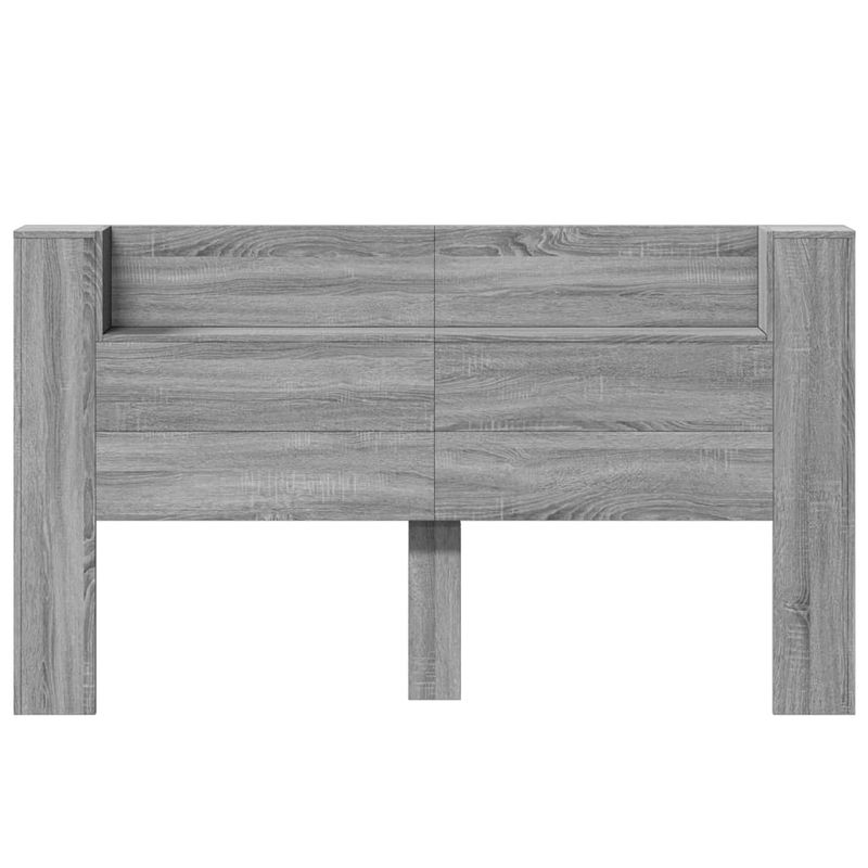 Casa si Gradina - Mobilier - Paturi si accesorii - Accesorii paturi - Tablie de pat cu dulap si LED, gri sonoma, 180x16,5x103,5 cm - Infinity.ro