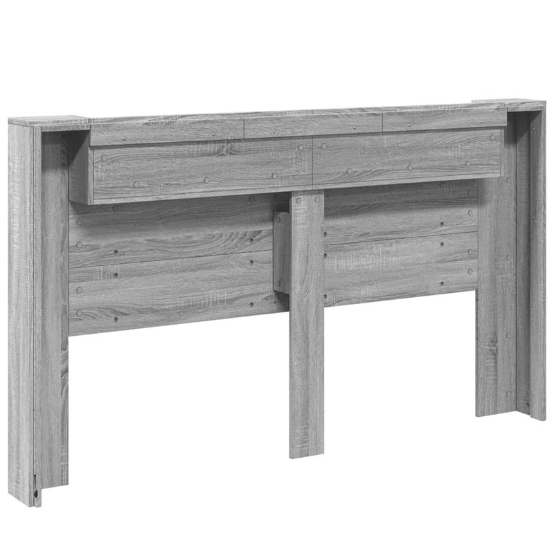 Casa si Gradina - Mobilier - Paturi si accesorii - Accesorii paturi - Tablie de pat cu dulap si LED, gri sonoma, 180x16,5x103,5 cm - Infinity.ro