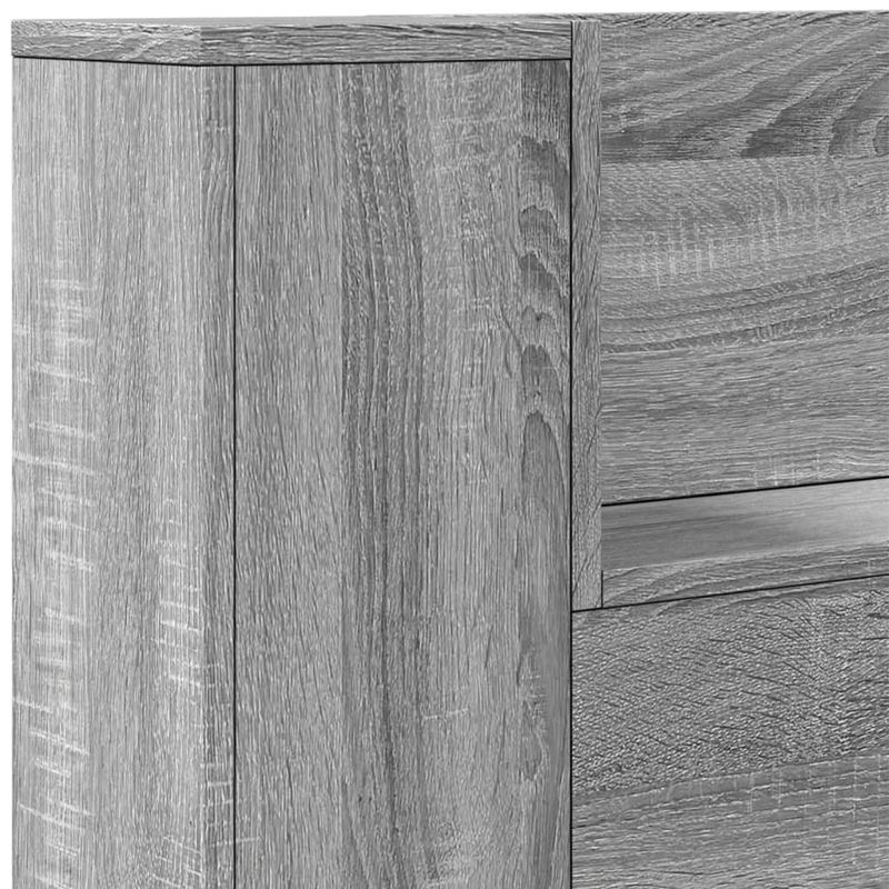 Casa si Gradina - Mobilier - Paturi si accesorii - Accesorii paturi - Tablie de pat cu dulap si LED, gri sonoma, 180x16,5x103,5 cm - Infinity.ro