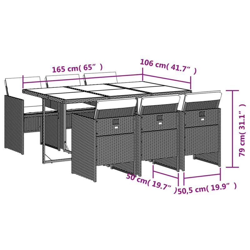 Casa si Gradina - Gradina si terasa - Mobilier exterior - Seturi mobila gradina - Set mobilier de gradina cu perne, 7 piese, maro, poliratan - Infinity.ro