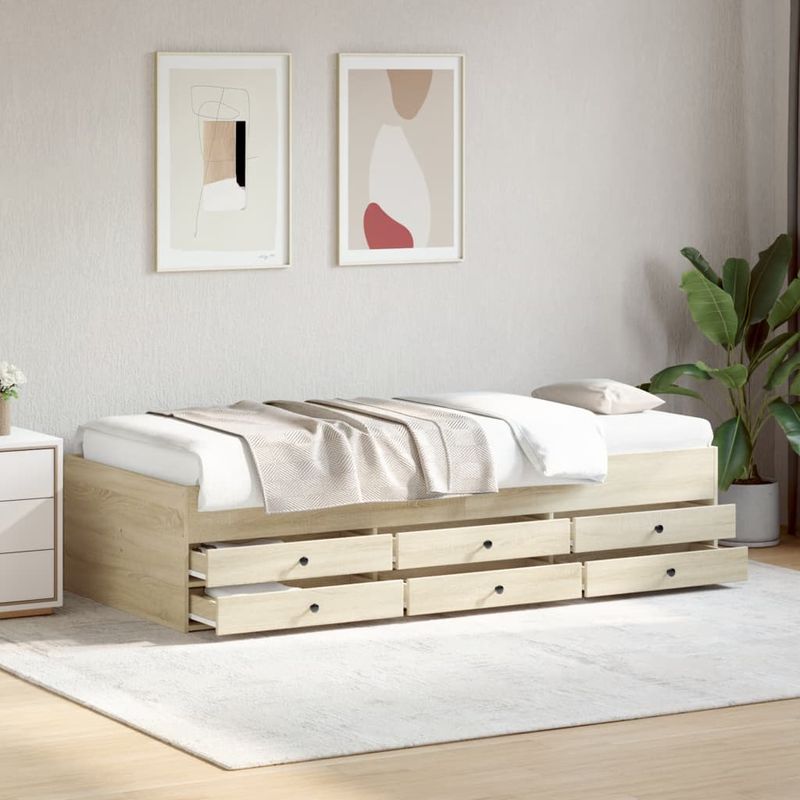 Casa si Gradina - Mobilier - Paturi si accesorii - Paturi - Cadru pat cu sertare, stejar sonoma, 90x200 cm, lemn prelucrat - Infinity.ro