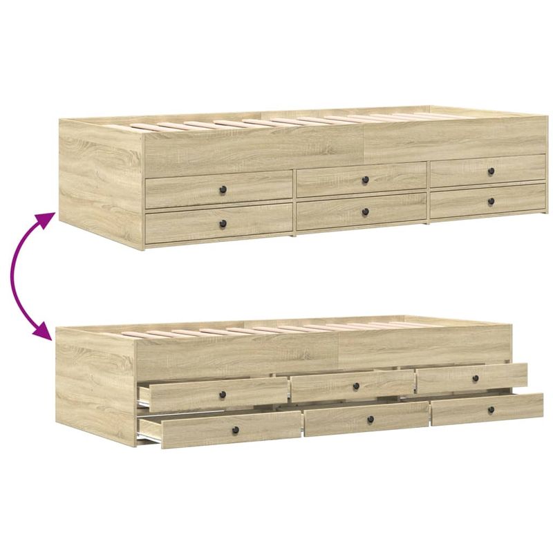 Casa si Gradina - Mobilier - Paturi si accesorii - Paturi - Cadru pat cu sertare, stejar sonoma, 90x200 cm, lemn prelucrat - Infinity.ro