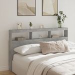 Casa si Gradina - Mobilier - Paturi si accesorii - Accesorii paturi - Tablie de pat cu dulap si LED, gri beton, 180x17x102 cm - Infinity.ro