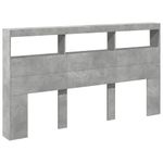 Casa si Gradina - Mobilier - Paturi si accesorii - Accesorii paturi - Tablie de pat cu dulap si LED, gri beton, 180x17x102 cm - Infinity.ro