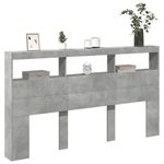 Casa si Gradina - Mobilier - Paturi si accesorii - Accesorii paturi - Tablie de pat cu dulap si LED, gri beton, 180x17x102 cm - Infinity.ro