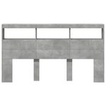 Casa si Gradina - Mobilier - Paturi si accesorii - Accesorii paturi - Tablie de pat cu dulap si LED, gri beton, 180x17x102 cm - Infinity.ro